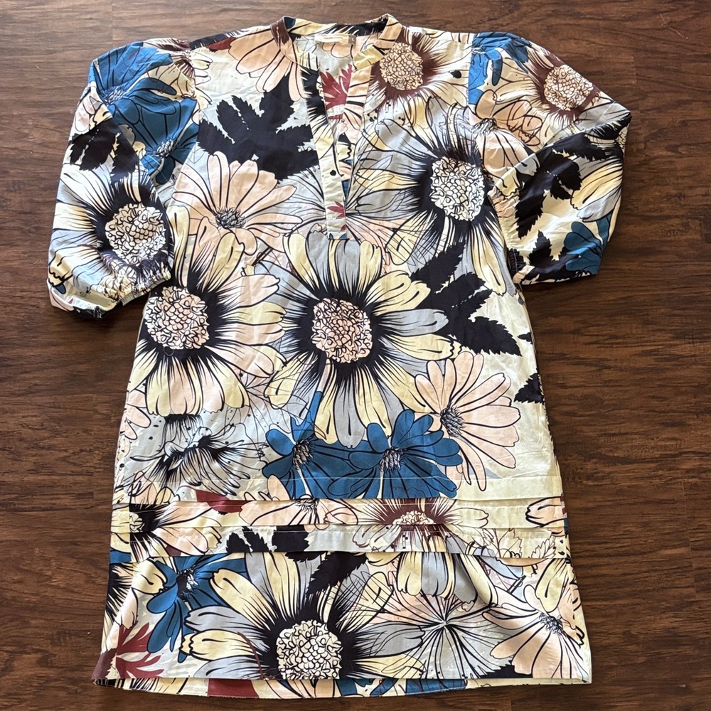 Floral Print Dress with Puff Sleeves